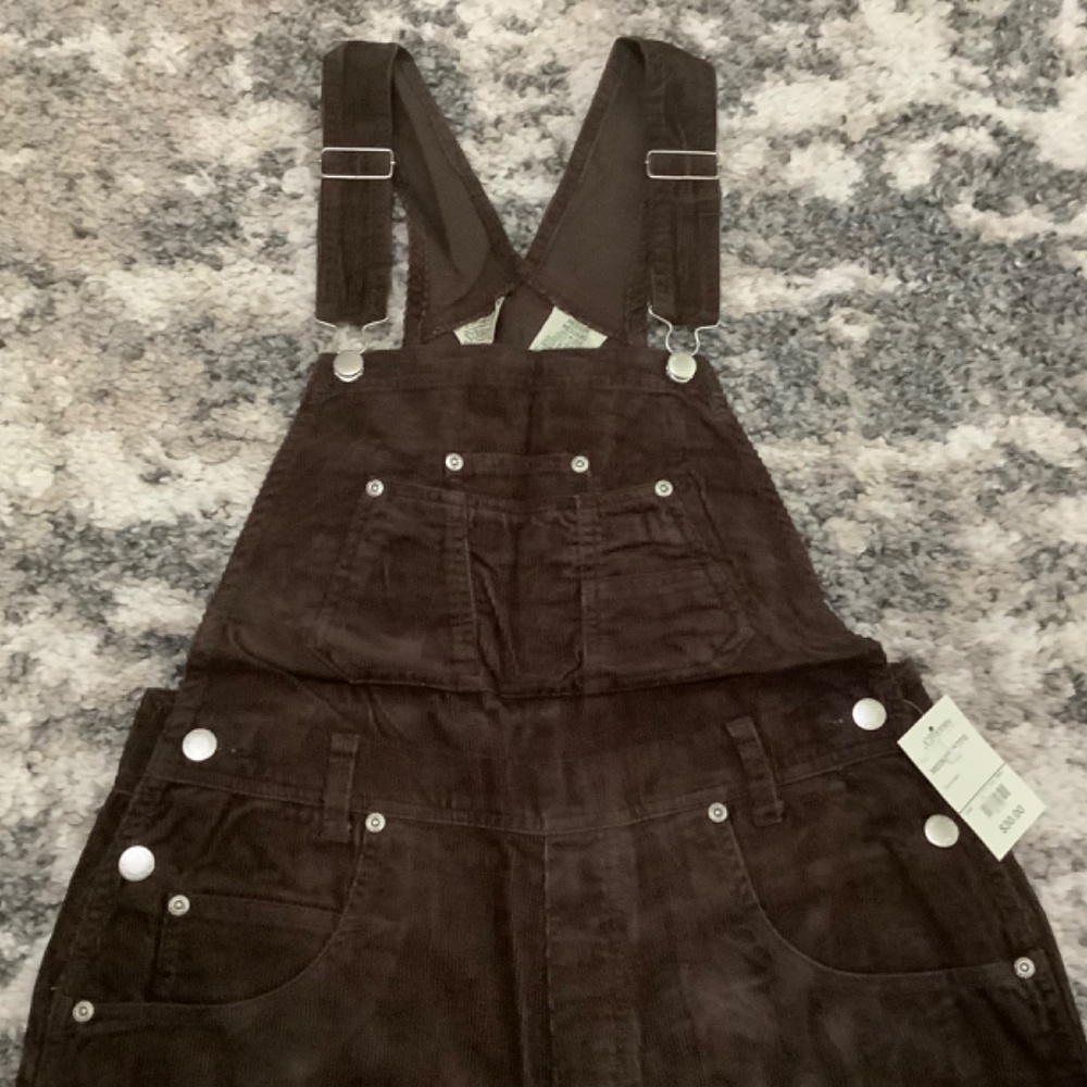 Ladies overalls NWT brown Corduroy, silver color hardware, petite and plus sizes - Picture 2 of 12